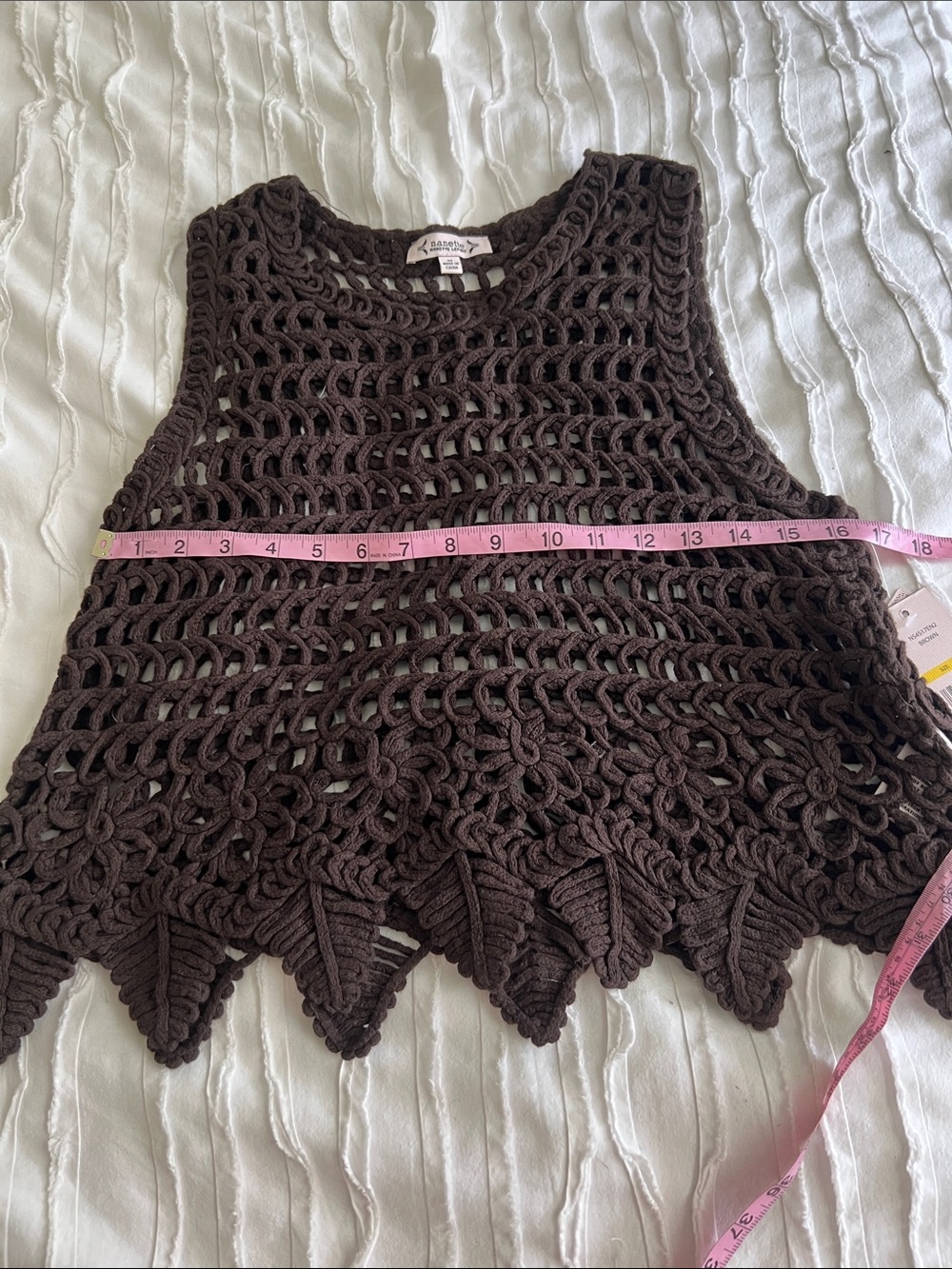 Nanette Lepore Brown Open-Knit Crochet Top - Picture 3 of 9